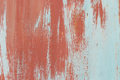 Weathered Red On Blue Rusty Painted Wall Texture. Brush Strokes.