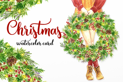 Christmas watercolor print
