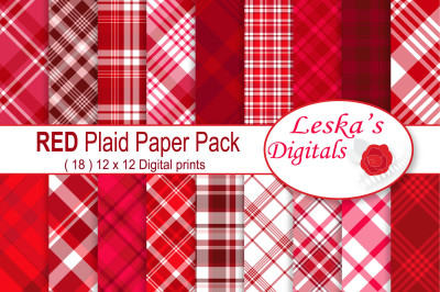 Red Plaid Digital Paper