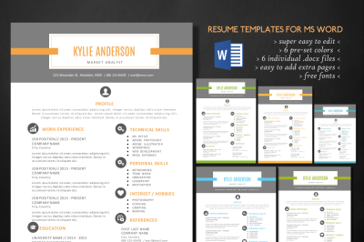 Unique bar modern cv resume template for MS Word