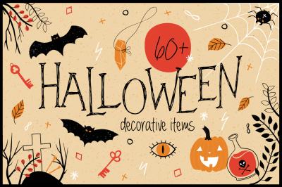 Sale! Halloween: 60 Spooky doodles & 6 Patterns