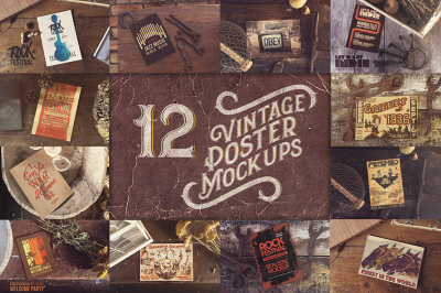 12 Vintage Poster Mockups [75% OFF]