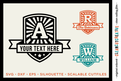 Retro Badge Monogram Font - DXF EPS SVG