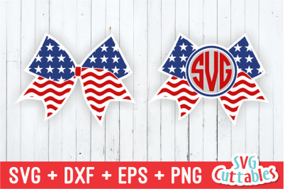 Flag Cheer Bow and Monogram Frame