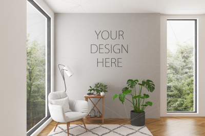 Interior mockup - blank wall scene
