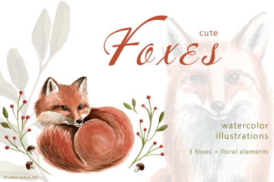 Cute Foxes - Watercolor Illustrations