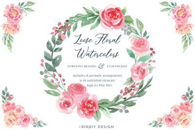 Loose Watercolor Roses & Peonies
