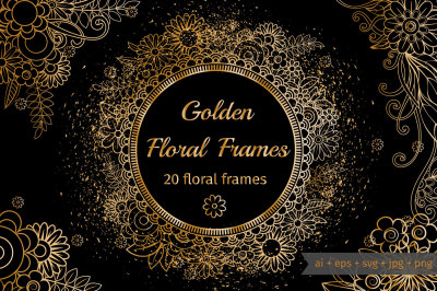 Golden Floral Frames