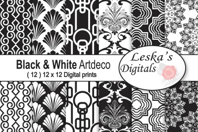 Black and White Art Deco Digital Paper