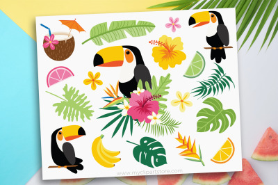 Tropical Toucan Clipart, Vector, Sublimation, SVG