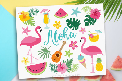 Flamingo Clipart, Tropical, Beach, Summer, Vector, Sublimation, SVG