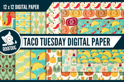 Taco and tequila themed digital paper