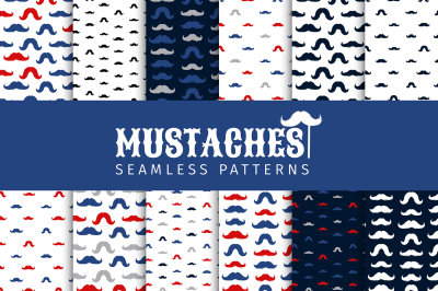 Moustache Vector Seamless Patterns