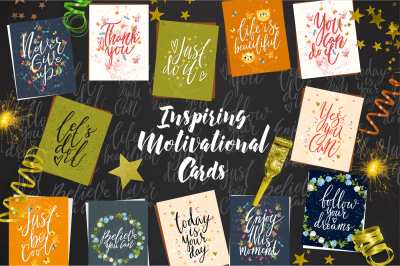Inspiring Motivational Cards. Lettering