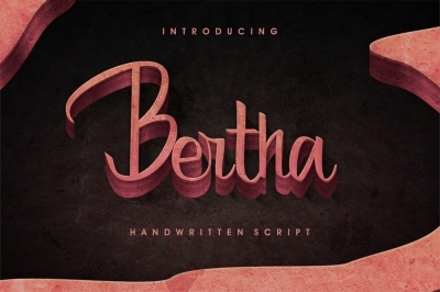 Bertha - script with English and Russian letters and ligatures.
