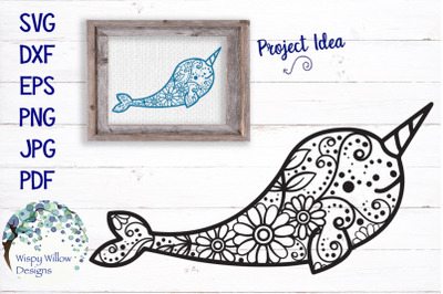 Floral Narwhal SVG
