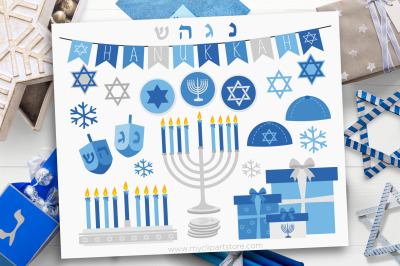 Hanukkah Clipart, Silver Menorah, Vector, Sublimation, SVG