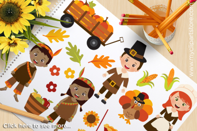 Fall / Autumn / Happy Thanksgiving Kids Vector Clipart