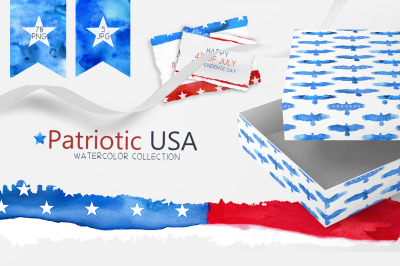 Patriotic USA Watercolor