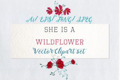 She is wildflower, vector clip art 2