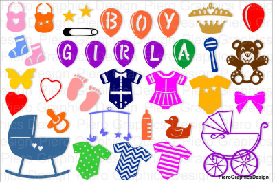 Baby Separate Elements and Stencil SVG Files.