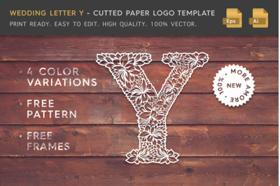 Wedding Letter Y - Cutted Paper Logo