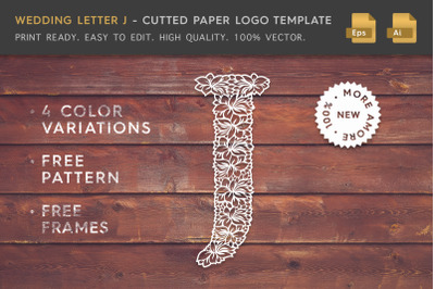 Wedding Letter J - Cutted Paper Logo Template