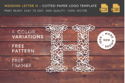 Wedding Letter H - Cutted Paper Logo Template