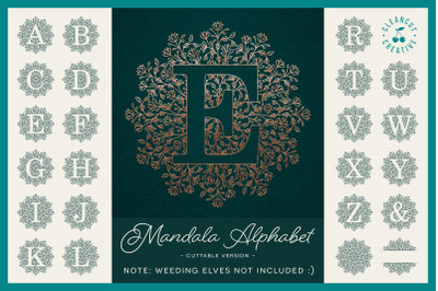 Intricate Mandala Monogram Alphabet for craft cutters SVG DXF FCM PNG