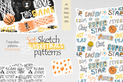 Set Sketch Basketball patterns