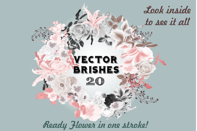 Set of flower vector brushes for Illustrator