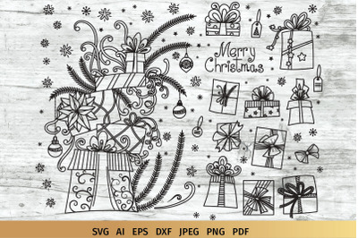Christmas Gifts Doodles SVG