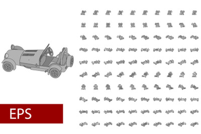 100 sets of colored car rotations