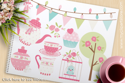 Tea Garden (1) / Shabby Chic Roses Vector Clipart