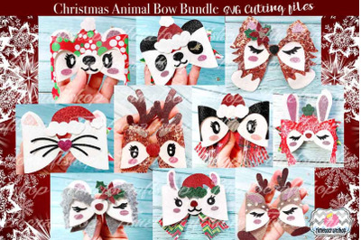 Holiday Christmas Animal Hair Bow Template Bundle