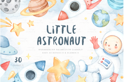 Little Astronaut Watercolor Clip Arts