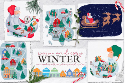 Warm and Cozy Winter. Graphic set