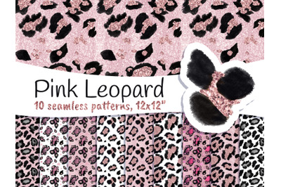 Leopard Spots Seamless Patterns Rose Gold Pink Glitter