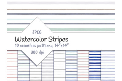 Watercolor Horizontal Stripes Digital