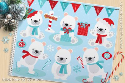 Winter Polar Bear Vector Clipart