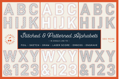 SVG Alphabet for foiling Stitched and Patterned Letters | single line
