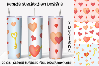 heart sublimation design. Skinny tumbler wrap design