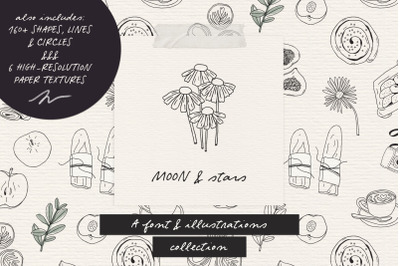 Moon And Stars font and illustrations
