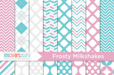 Frosty Milkshakes Digital Paper Patterns