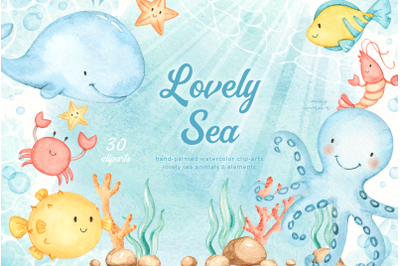 Lovely Sea Animals Watercolor Set