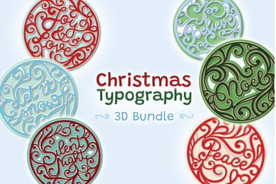 Christmas Typography 3D Bundle - 8 SVG items