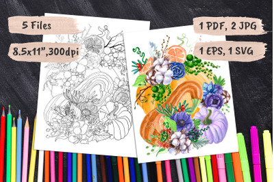 Adult Coloring Book Pumpkins Fall