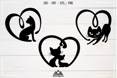 Cute Cat Kitten Heart Love Svg Design