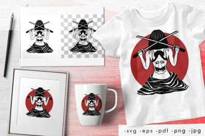 Japanese girl. Anime Girl. Samurai Girl. Design for printing