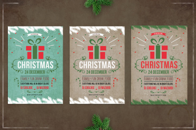 Christmas retro flyer template